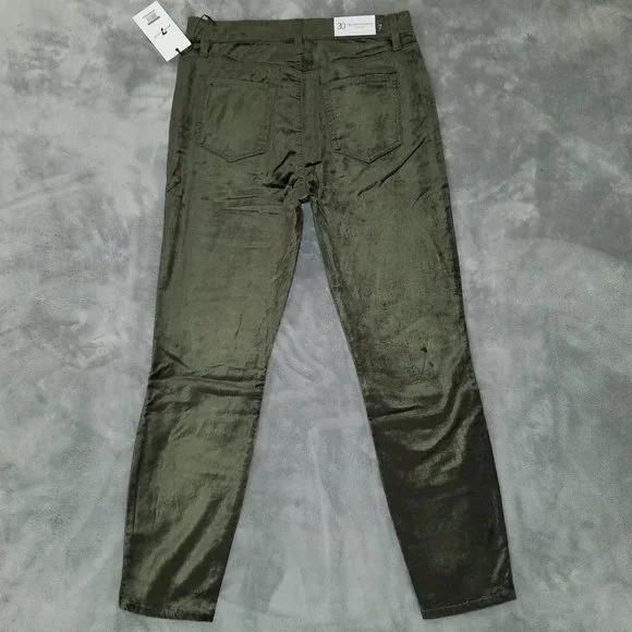 7 For All Mankind High Waist Velvet Ankle Skinny With Exposed Button Fly Pants - Picture 9 of 12
